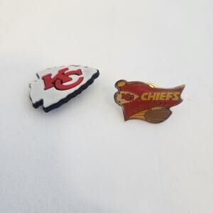 Vintage KC Chiefs football pin and Croc charm
